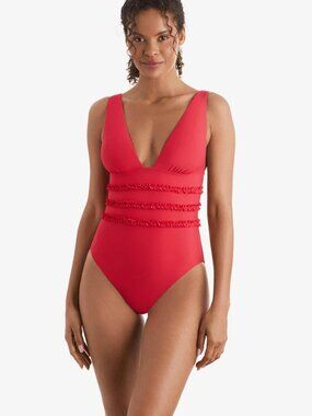 Mimi Flamingo Women's Sonny Ruffled One-Piece Swimsuit Size 8 - P1